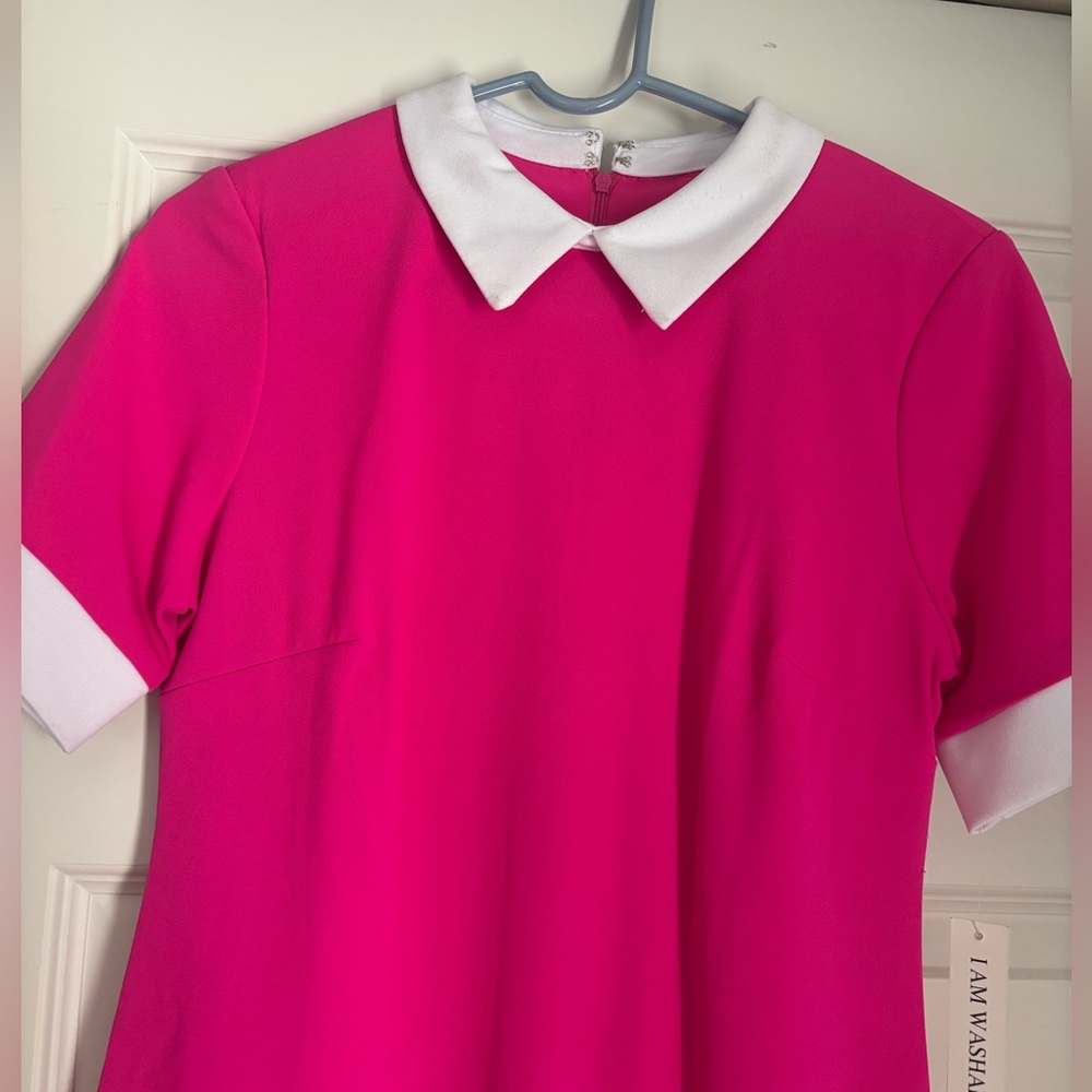 Bright Pink Dress with White Collar